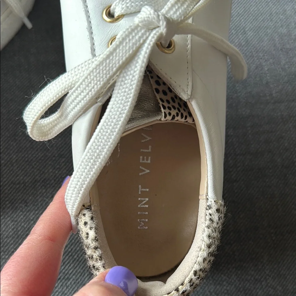 Mint Velvet Women's White Leather Sneakers - Picture 8 of 14